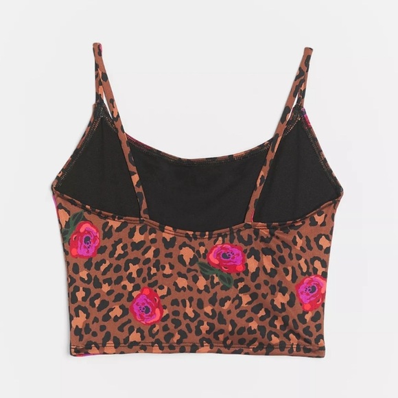 Onzie Bella Floral Leopard Print Scoop Neck Sports Top - Picture 4 of 8